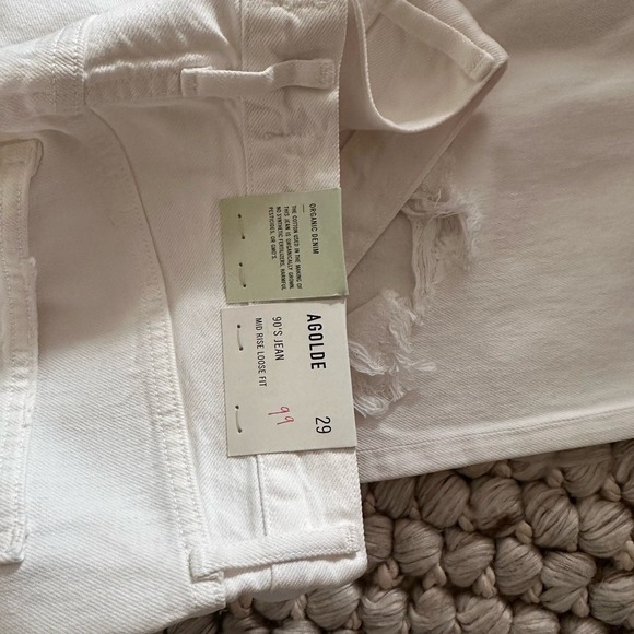 NWT Agolde 90's Jean Mid Rise Loose fit white distressed size 29 - Picture 9 of 11